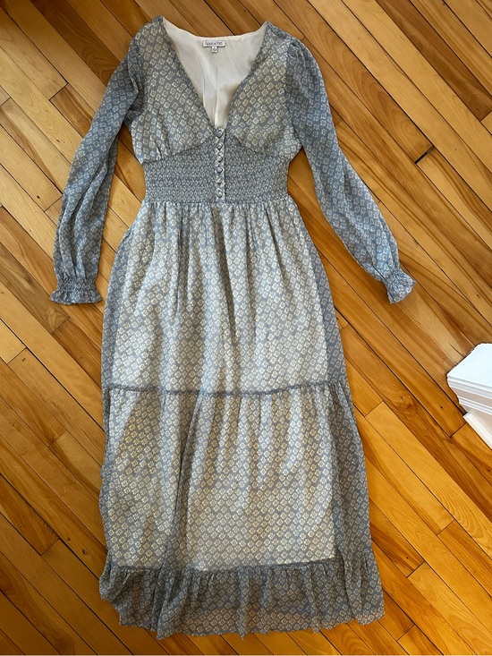 Patrons of Peace Dresses & Skirts - Dusty Blue Floral Long Sleeve Maxi Dress